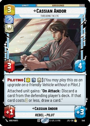 Cassian Andor - Threading the Eye (Foil) (546) - Jump to Lightspeed Foil - Premium Star Wars: Unlimited Single from Fantasy Flight Games - Just $0.11! Shop now at Game Crave Tournament Store