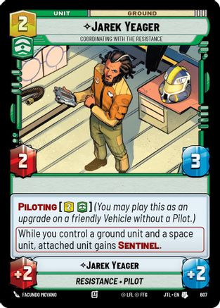 Jarek Yeager - Coordinating With The Resistance (Foil) (607) - Jump to Lightspeed Foil - Premium Star Wars: Unlimited Single from Fantasy Flight Games - Just $0.08! Shop now at Game Crave Tournament Store