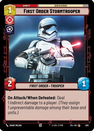 First Order Stormtrooper (Foil) (630) - Jump to Lightspeed Foil - Premium Star Wars: Unlimited Single from Fantasy Flight Games - Just $0.08! Shop now at Game Crave Tournament Store