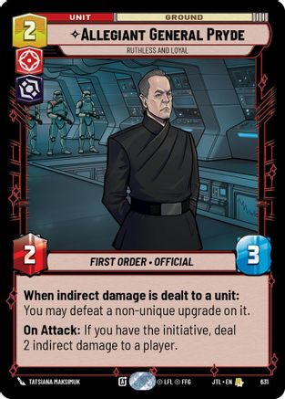 Allegiant General Pryde - Ruthless and Loyal (Foil) (631) - Jump to Lightspeed Foil - Premium Star Wars: Unlimited Single from Fantasy Flight Games - Just $0.27! Shop now at Game Crave Tournament Store