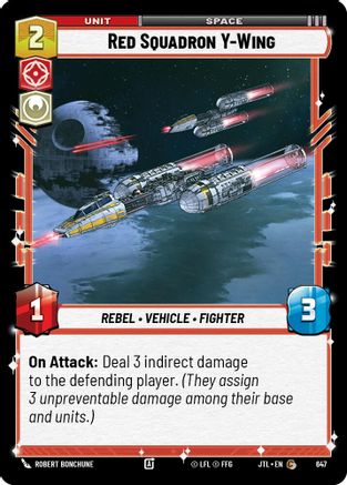 Red Squadron Y-Wing (Foil) (647) - Jump to Lightspeed Foil - Premium Star Wars: Unlimited Single from Fantasy Flight Games - Just $0.08! Shop now at Game Crave Tournament Store