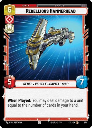 Rebellious Hammerhead (Foil) (651) - Jump to Lightspeed Foil - Premium Star Wars: Unlimited Single from Fantasy Flight Games - Just $0.08! Shop now at Game Crave Tournament Store