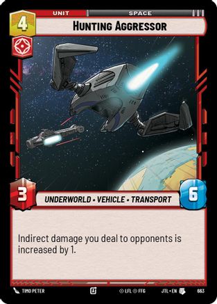 Hunting Aggressor (Foil) (663) - Jump to Lightspeed Foil - Premium Star Wars: Unlimited Single from Fantasy Flight Games - Just $0.08! Shop now at Game Crave Tournament Store