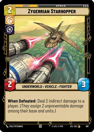 Zygerrian Starhopper (Foil) (681) - Jump to Lightspeed Foil - Premium Star Wars: Unlimited Single from Fantasy Flight Games - Just $0.09! Shop now at Game Crave Tournament Store