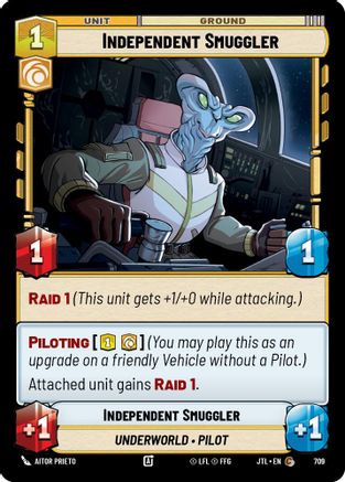 Independent Smuggler (Foil) (709) - Jump to Lightspeed Foil - Premium Star Wars: Unlimited Single from Fantasy Flight Games - Just $0.08! Shop now at Game Crave Tournament Store