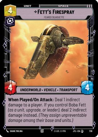Fett's Firespray - Feared Silhouette (Foil) (738) - Jump to Lightspeed Foil - Premium Star Wars: Unlimited Single from Fantasy Flight Games - Just $0.09! Shop now at Game Crave Tournament Store