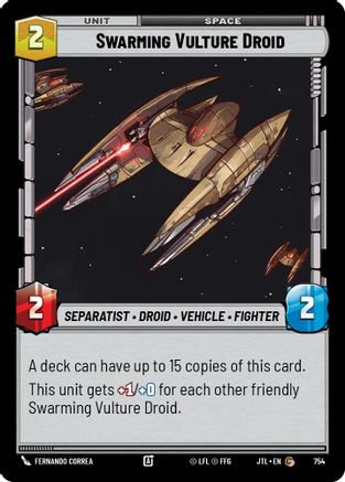 Swarming Vulture Droid (Foil) (754) - Jump to Lightspeed Foil - Premium Star Wars: Unlimited Single from Fantasy Flight Games - Just $0.08! Shop now at Game Crave Tournament Store