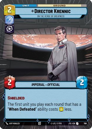 Director Krennic - On the Verge of Greatness (Hyperspace Foil) (766) - Jump to Lightspeed Foil - Premium Star Wars: Unlimited Single from Fantasy Flight Games - Just $0.33! Shop now at Game Crave Tournament Store