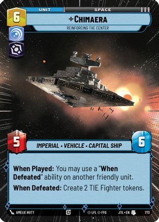 Chimaera - Reinforcing the Center (Hyperspace Foil) (773) - Jump to Lightspeed Foil - Premium Star Wars: Unlimited Single from Fantasy Flight Games - Just $0.46! Shop now at Game Crave Tournament Store
