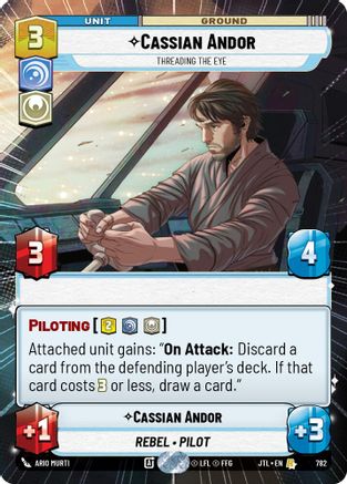 Cassian Andor - Threading the Eye (Hyperspace Foil) (782) - Jump to Lightspeed Foil - Premium Star Wars: Unlimited Single from Fantasy Flight Games - Just $0.23! Shop now at Game Crave Tournament Store