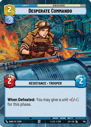 Desperate Commando (Hyperspace Foil) (794) - Jump to Lightspeed Foil - Premium Star Wars: Unlimited Single from Fantasy Flight Games - Just $0.08! Shop now at Game Crave Tournament Store