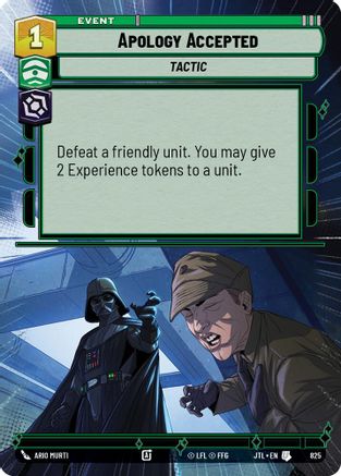 Apology Accepted (Hyperspace Foil) (825) - Jump to Lightspeed Foil - Premium Star Wars: Unlimited Single from Fantasy Flight Games - Just $0.20! Shop now at Game Crave Tournament Store
