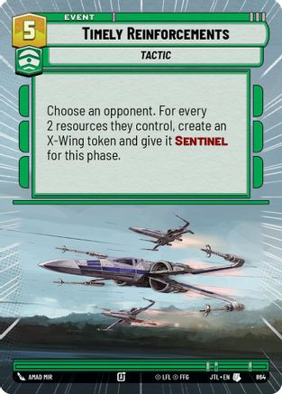 Timely Reinforcements (Hyperspace Foil) (864) - Jump to Lightspeed Foil - Premium Star Wars: Unlimited Single from Fantasy Flight Games - Just $0.14! Shop now at Game Crave Tournament Store