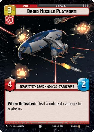 Droid Missile Platform (Hyperspace Foil) (896) - Jump to Lightspeed Foil - Premium Star Wars: Unlimited Single from Fantasy Flight Games - Just $0.24! Shop now at Game Crave Tournament Store