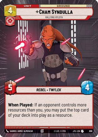 Cham Syndulla - Rallying Ryloth (Hyperspace Foil) (898) - Jump to Lightspeed Foil - Premium Star Wars: Unlimited Single from Fantasy Flight Games - Just $0.47! Shop now at Game Crave Tournament Store