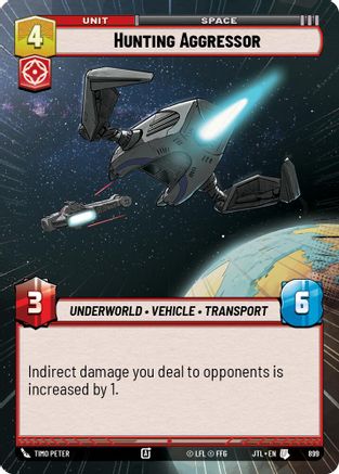 Hunting Aggressor (Hyperspace Foil) (899) - Jump to Lightspeed Foil - Premium Star Wars: Unlimited Single from Fantasy Flight Games - Just $0.23! Shop now at Game Crave Tournament Store