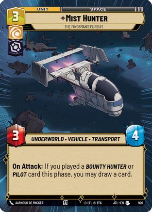 Mist Hunter - The Findsman's Pursuit (Hyperspace Foil) (920) - Jump to Lightspeed Foil - Premium Star Wars: Unlimited Single from Fantasy Flight Games - Just $0.14! Shop now at Game Crave Tournament Store