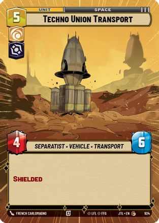 Techno Union Transport (Hyperspace Foil) (924) - Jump to Lightspeed Foil - Premium Star Wars: Unlimited Single from Fantasy Flight Games - Just $0.11! Shop now at Game Crave Tournament Store