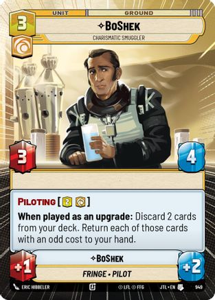 BoShek - Charismatic Smuggler (Hyperspace Foil) (949) - Jump to Lightspeed Foil - Premium Star Wars: Unlimited Single from Fantasy Flight Games - Just $0.13! Shop now at Game Crave Tournament Store