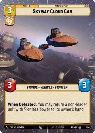 Skyway Cloud Car (Hyperspace Foil) (954) - Jump to Lightspeed Foil - Premium Star Wars: Unlimited Single from Fantasy Flight Games - Just $0.10! Shop now at Game Crave Tournament Store