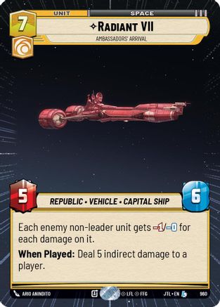Radiant VII - Ambassadors' Arrival (Hyperspace Foil) (960) - Jump to Lightspeed Foil - Premium Star Wars: Unlimited Single from Fantasy Flight Games - Just $0.90! Shop now at Game Crave Tournament Store