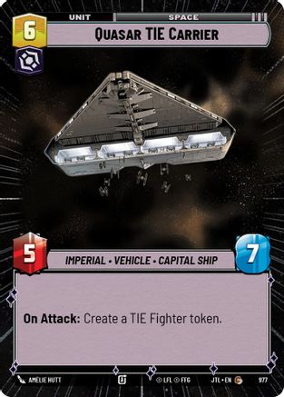Quasar TIE Carrier (Hyperspace Foil) (977) - Jump to Lightspeed Foil - Premium Star Wars: Unlimited Single from Fantasy Flight Games - Just $0.08! Shop now at Game Crave Tournament Store