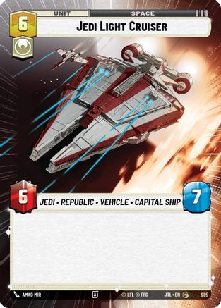 Jedi Light Cruiser (Hyperspace Foil) (985) - Jump to Lightspeed Foil - Premium Star Wars: Unlimited Single from Fantasy Flight Games - Just $0.08! Shop now at Game Crave Tournament Store