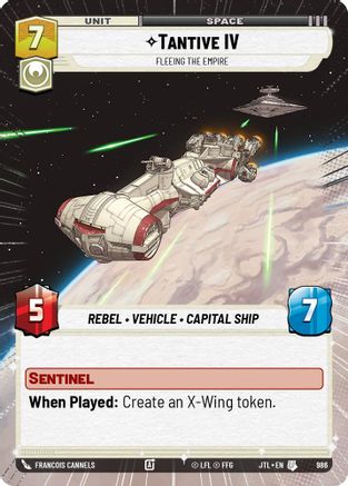 Tantive IV - Fleeing the Empire (Hyperspace Foil) (986) - Jump to Lightspeed Foil - Premium Star Wars: Unlimited Single from Fantasy Flight Games - Just $0.20! Shop now at Game Crave Tournament Store