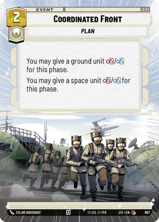 Coordinated Front (Hyperspace Foil) (987) - Jump to Lightspeed Foil - Premium Star Wars: Unlimited Single from Fantasy Flight Games - Just $0.08! Shop now at Game Crave Tournament Store
