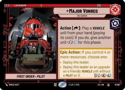 Major Vonreg - Red Baron (011/262) - Jump to Lightspeed - Premium Star Wars: Unlimited Single from Fantasy Flight Games - Just $0.08! Shop now at Game Crave Tournament Store