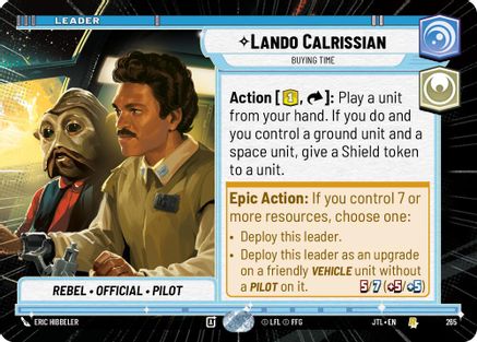 Lando Calrissian - Buying Time (Hyperspace) (265) - Jump to Lightspeed - Premium Star Wars: Unlimited Single from Fantasy Flight Games - Just $0.08! Shop now at Game Crave Tournament Store