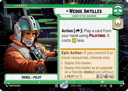 Wedge Antilles - Leader of Red Squadron (Hyperspace) (270) - Jump to Lightspeed - Premium Star Wars: Unlimited Single from Fantasy Flight Games - Just $0.08! Shop now at Game Crave Tournament Store