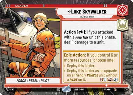Luke Skywalker - Hero of Yavin (Hyperspace) (274) - Jump to Lightspeed - Premium Star Wars: Unlimited Single from Fantasy Flight Games - Just $0.09! Shop now at Game Crave Tournament Store