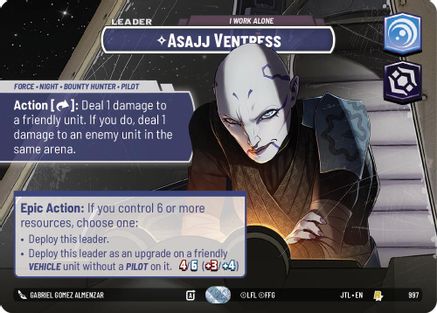 Asajj Ventress - I Work Alone (Showcase) (997) - Jump to Lightspeed Foil - Premium Star Wars: Unlimited Single from Fantasy Flight Games - Just $18.27! Shop now at Game Crave Tournament Store