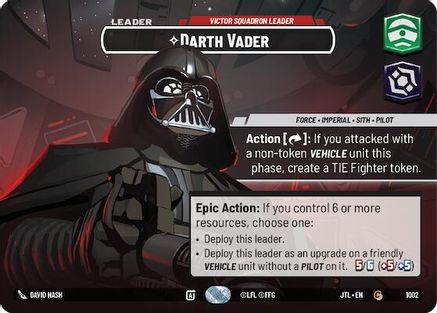 Darth Vader - Victor Squadron Leader (Showcase) (1002) - Jump to Lightspeed Foil - Premium Star Wars: Unlimited Single from Fantasy Flight Games - Just $51.57! Shop now at Game Crave Tournament Store