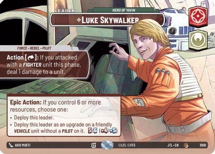 Luke Skywalker - Hero of Yavin (Showcase) (1008) - Jump to Lightspeed Foil - Premium Star Wars: Unlimited Single from Fantasy Flight Games - Just $20.65! Shop now at Game Crave Tournament Store