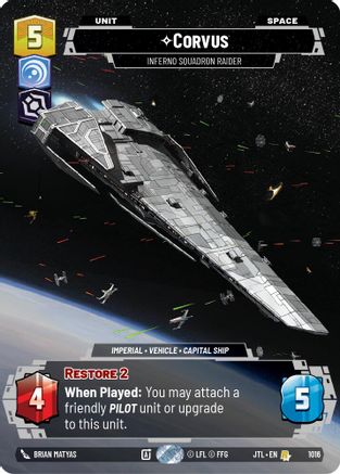 Corvus - Inferno Squadron Raider (Prestige) (1016) - Jump to Lightspeed - Premium Star Wars: Unlimited Single from Fantasy Flight Games - Just $1.16! Shop now at Game Crave Tournament Store