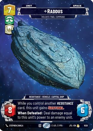 Raddus - Holdo's Final Command (Prestige) (1028) - Jump to Lightspeed - Premium Star Wars: Unlimited Single from Fantasy Flight Games - Just $0.66! Shop now at Game Crave Tournament Store