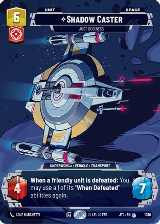 Shadow Caster - Just Business (Prestige) (1036) - Jump to Lightspeed - Premium Star Wars: Unlimited Single from Fantasy Flight Games - Just $0.56! Shop now at Game Crave Tournament Store