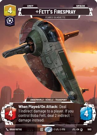 Fett's Firespray - Feared Silhouette (Prestige Foil) (1082) - Jump to Lightspeed Foil - Premium Star Wars: Unlimited Single from Fantasy Flight Games - Just $4.90! Shop now at Game Crave Tournament Store