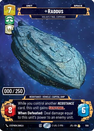 Raddus - Holdo's Final Command (Serialized) (1100) - Jump to Lightspeed Foil - Premium Star Wars: Unlimited Single from Fantasy Flight Games - Just $47.21! Shop now at Game Crave Tournament Store