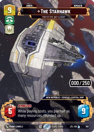 The Starhawk - Prototype Battleship (Serialized) (1101) - Jump to Lightspeed Foil - Premium Star Wars: Unlimited Single from Fantasy Flight Games - Just $74.25! Shop now at Game Crave Tournament Store