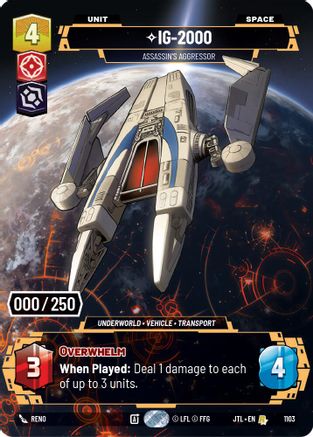 IG-2000 - Assassin's Aggressor (Serialized) (1103) - Jump to Lightspeed Foil - Premium Star Wars: Unlimited Single from Fantasy Flight Games - Just $155.25! Shop now at Game Crave Tournament Store