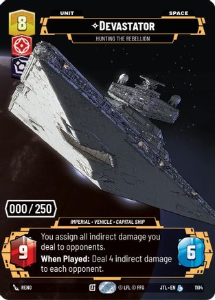 Devastator - Hunting the Rebellion (Serialized) (1104) - Jump to Lightspeed Foil - Premium Star Wars: Unlimited Single from Fantasy Flight Games - Just $202.50! Shop now at Game Crave Tournament Store