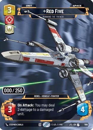 Red Five - Running the Trench (Serialized) (1106) - Jump to Lightspeed Foil - Premium Star Wars: Unlimited Single from Fantasy Flight Games - Just $628.17! Shop now at Game Crave Tournament Store
