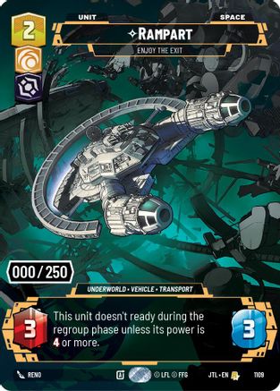 Rampart - Enjoy the Exit (Serialized) (1109) - Jump to Lightspeed Foil - Premium Star Wars: Unlimited Single from Fantasy Flight Games - Just $33.75! Shop now at Game Crave Tournament Store