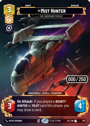 Mist Hunter - The Findsman's Pursuit (Serialized) (1111) - Jump to Lightspeed Foil - Premium Star Wars: Unlimited Single from Fantasy Flight Games - Just $108! Shop now at Game Crave Tournament Store