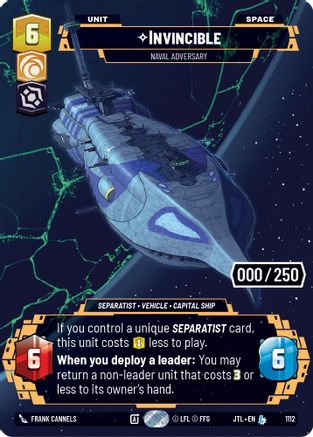 Invincible - Naval Adversary (Serialized) (1112) - Jump to Lightspeed Foil - Premium Star Wars: Unlimited Single from Fantasy Flight Games - Just $189! Shop now at Game Crave Tournament Store