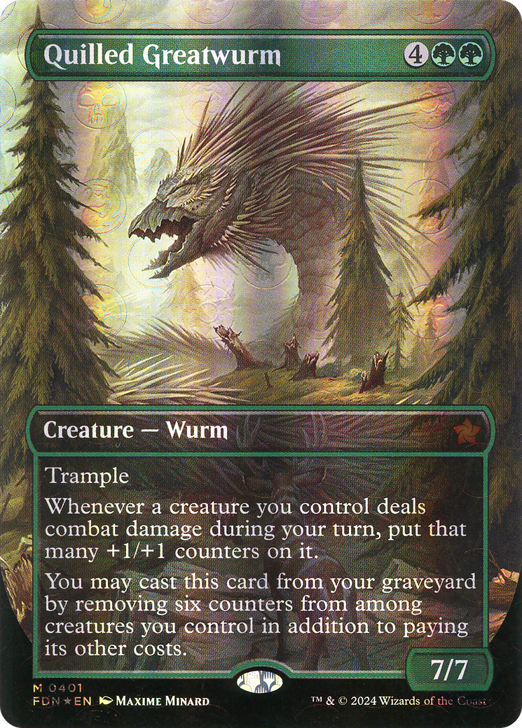 Quilled Greatwurm (FDN-401) - Foundations (Borderless) Foil - Premium MTG Single from Wizards of the Coast - Just $27.72! Shop now at Game Crave Tournament Store