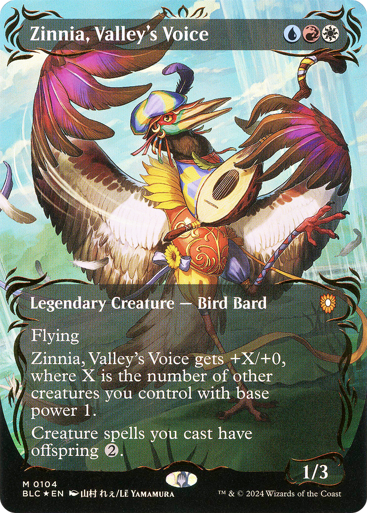 Zinnia, Valley's Voice (BLC-104) - Bloomburrow Commander (Borderless) Foil - Premium MTG Single from Wizards of the Coast - Just $107.52! Shop now at Game Crave Tournament Store
